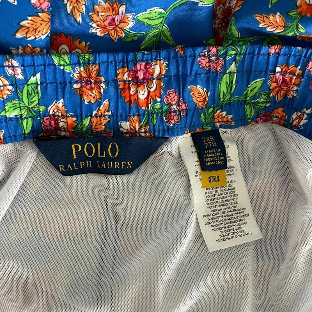 New POLO Ralph Lauren Multicolor Floral Tie Waist Men Swim Trunks